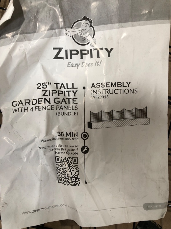 Photo 6 of ***INCOMPLETE, 2 PANELS AND INSTRUCTIONAL PAPERS ONLY*** Zippity Outdoor Products WF29013 No Dig Metal Garden Fence and Gate Bundle, 4 Panels + 1 Gate-25 Tall, Black
