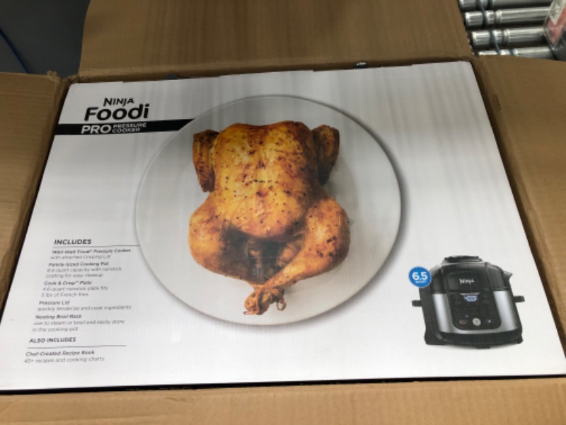 Photo 12 of Ninja FD302 Foodi 11-in-1 Pro 6.5 qt. Pressure Cooker & Air Fryer that Steams, Slow Cooks, Sears, Sautés, Dehydrates & More, with 4.6 qt. Crisper Plate, Nesting Broil Rack & Recipe Book, Silver/Black