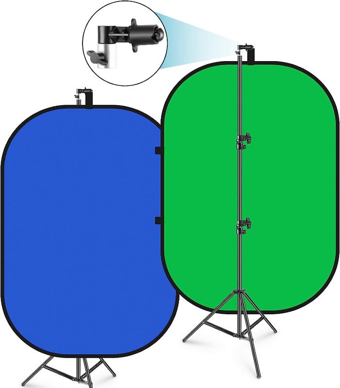 Photo 1 of 
NEEWER 5x7ft/1.5x2m Chromakey Green Screen Blue Green 2 in 1 Double Sided Pop Up Collapsible Backdrop with Support Stand, Foldable Panel for Photo and Video...