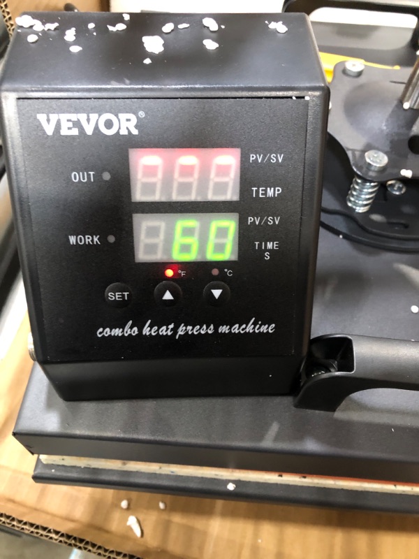 Photo 2 of VEVOR Heat Press Machine, 15x15in 2in1, Clamshell Sublimation Transfer Printer with Teflon Coated, Digital Precise Heat Control, Powerpress for T-Shirts Hats Caps Black