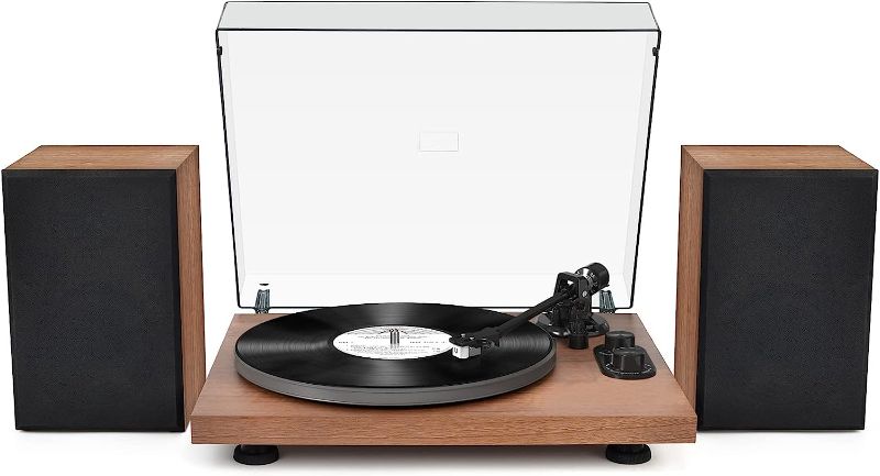 Photo 1 of Vinyl Record Player with 40W Bookshelf Speakers,Turntable with Two Bluetooth Connectivity for Vinyl Records,Build in Preamp USB Recording,Speed Adjust,Counter Weight and Magnetic Cartridge
