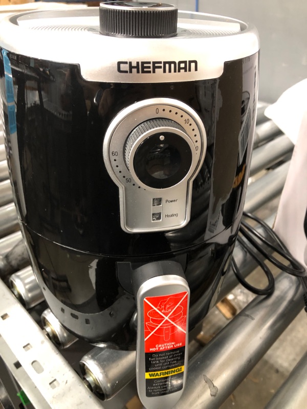 Photo 2 of ***Powers on***Chefman Small Compact Air Fryer Healthy Cooking, 2 Qt Nonstick, User Friendly and Adjustable Temperature Control w/ 60 Minute Timer & Auto Shutoff, Dishwasher Safe Basket, BPA-Free, 2 Quart, Black