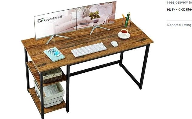 Photo 1 of Greenforest Office Desk With 2-tier Storage Shelves 47 Inch Computer
