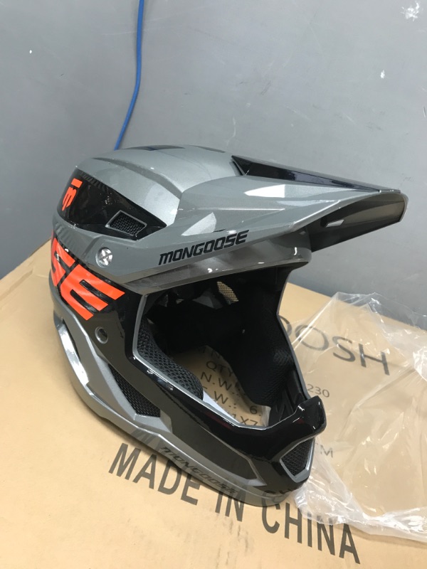 Photo 1 of Mongoose Title Full Face Team Issue Bike Helmet, Head Circumferences of 47-62cm, Youth and Adult Sizes Grey Adult/Large