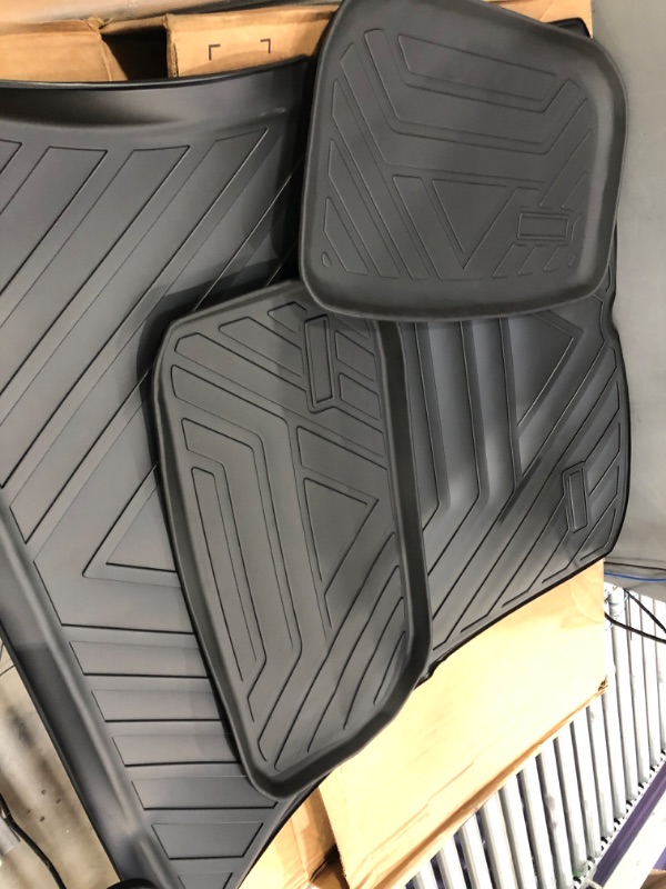 Photo 2 of powoq Fit Tesla Model Y Trunk Mat Cargo Mat Cargo Liner Trunk Liner for 2020 2021 2022 2023 Tesla Model Y 5-Seater Accessories (A Set of Three)