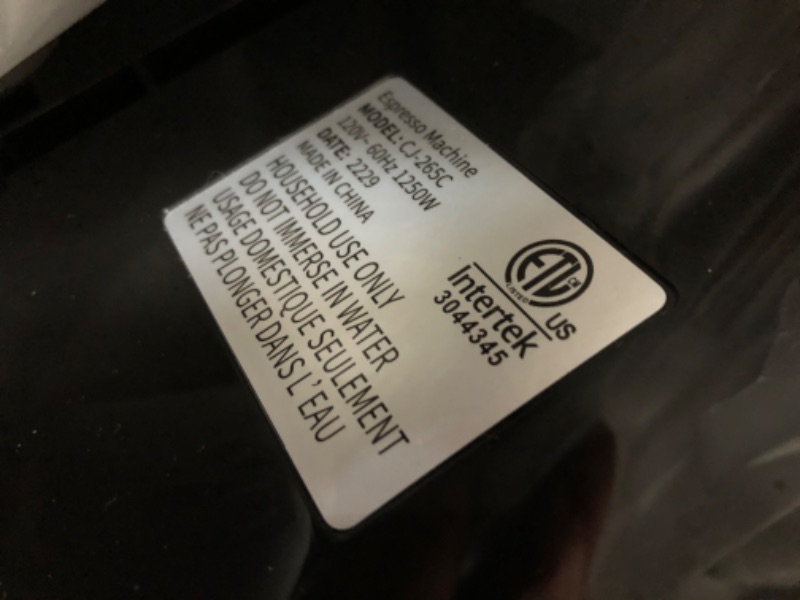 Photo 1 of non-functional - , SHARDOR Espresso Machine 15 Bar Pump Pressure, Cappuccino Machine and Latte Machine with Milk Frother, Brew Single or Double Shot Espresso Coffee Maker, Black