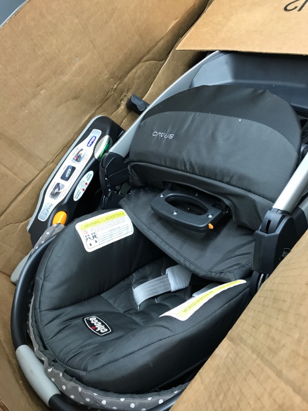 Photo 2 of Chicco Bravo 3-in-1 Trio Travel System, Bravo Quick-Fold Stroller with KeyFit 30 Infant Car Seat and Base, Car Seat and Stroller Combo | Calla/Grey Calla Bravo