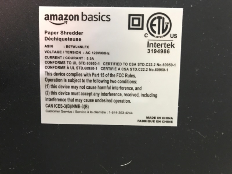 Photo 3 of Amazon Basics 24-Sheet Cross-Cut Paper, CD and Credit Card Home Office Shredder with Pullout Basket 24 Sheet Shredder