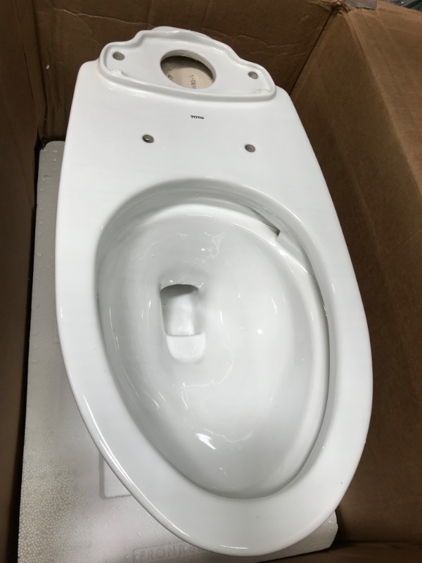 Photo 2 of **INCOMPLETE BOX 1 OF2 **** TOTO Drake Two-Piece Elongated 1.6 GPF TORNADO FLUSH Toilet with CEFIONTECT, Cotton White - CST776CSG#01