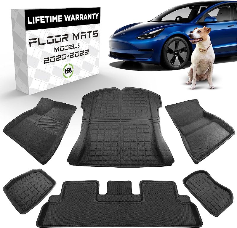 Photo 1 of Tesla Model 3 Floor Mats - Fits 2023 2022 2021 Ultimate All Weather & All Season Waterproof 3D Floor Liner - Full Set Front, Rear, Trunk, Frunk Storage Cargo 