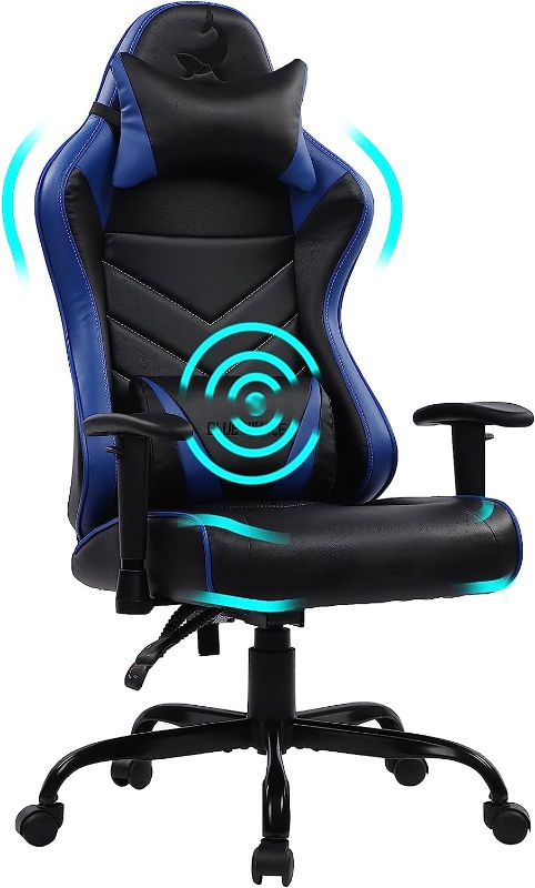 Photo 1 of Blue Whale Massage Gaming Chair Desk Office Chair Ergonomic High Back Racing Computer Chair with Headrest and Lumbar Support Backrest, Seat Height Adjustable Swivel Chair(Blue)
