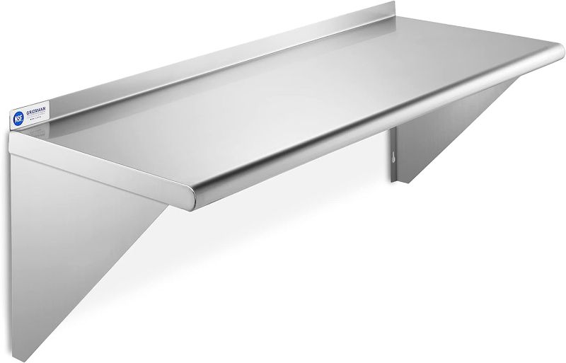 Photo 1 of  NSF Stainless Steel 18" x 48" Kitchen Wall Mount Shelf Commercial Restaurant Bar w/ Backsplash