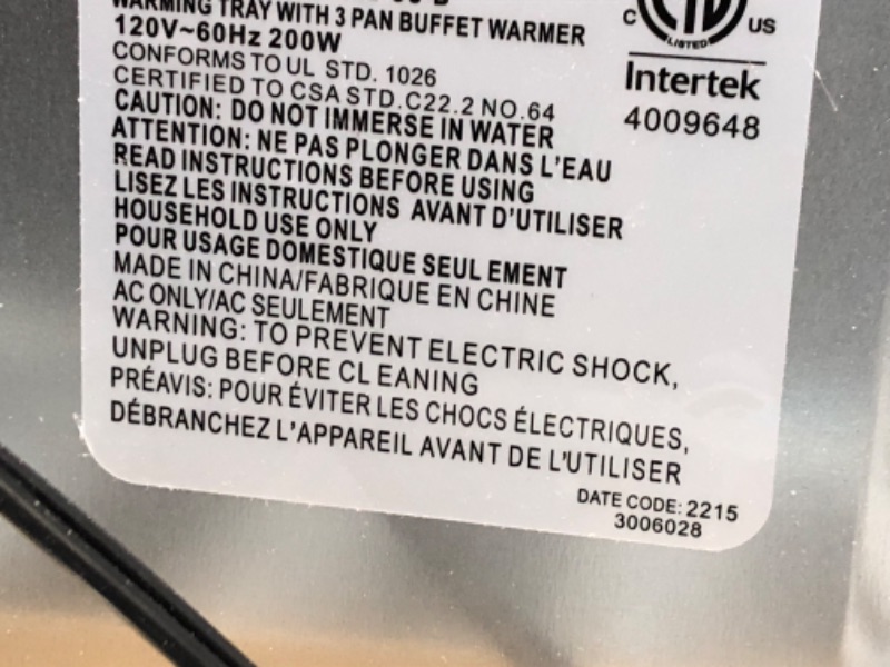 Photo 5 of **MINOR DAMAGE* MISSING KNOB* Chefman Electric Buffet Server + Warming Tray w/Adjustable Temperature