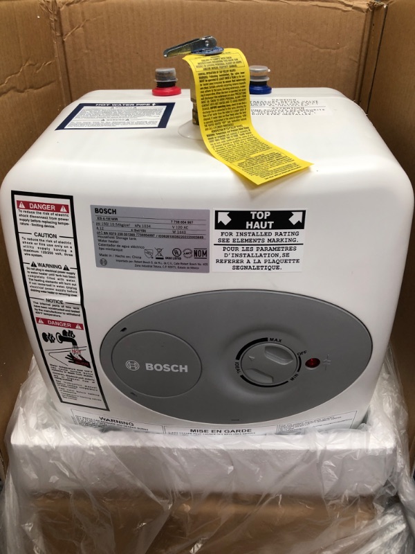 Photo 2 of **MINOR DAMAGE** Bosch Electric Mini-Tank Water Heater Tronic 3000 T 4-Gallon (ES4) - Eliminate Time for Hot Water - Shelf, Wall or Floor Mounted 4 Gallon