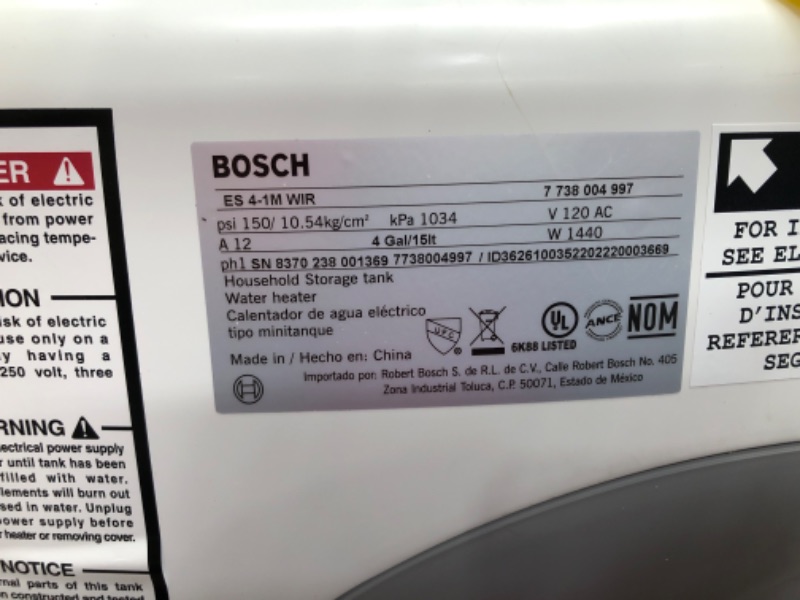 Photo 4 of **MINOR DAMAGE** Bosch Electric Mini-Tank Water Heater Tronic 3000 T 4-Gallon (ES4) - Eliminate Time for Hot Water - Shelf, Wall or Floor Mounted 4 Gallon