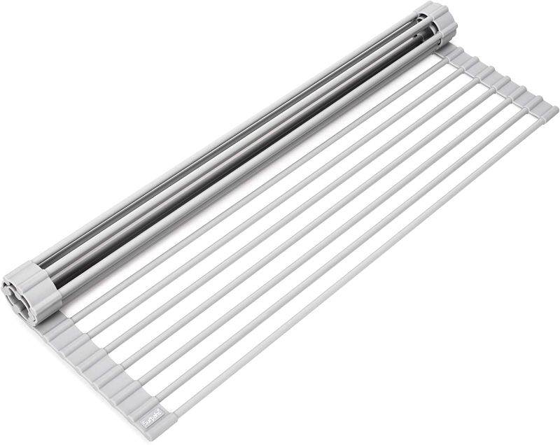 Photo 1 of  Over The Sink Multipurpose Roll-Up Dish Drying Rack (Warm Gray, Large - 20.5" x 13.1")