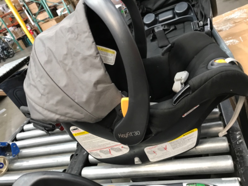 Photo 4 of Chicco Bravo 3-in-1 Trio Travel System, Bravo Quick-Fold Stroller with KeyFit 30 Infant Car Seat and base, Car Seat and Stroller Combo | Camden/Black Camden Bravo