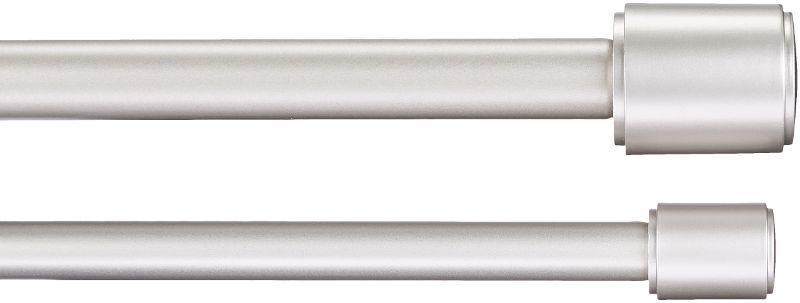 Photo 1 of AMAZON BASICS 1" DOUBLE CURTAIN ROD WITH CAP FINIALS - 36" TO 72", NICKEL NICKEL 36" TO 72" 1-INCH DOUBLE ROD 1-PACK
