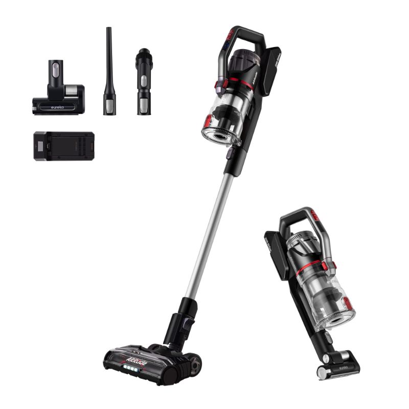 Photo 1 of EUREKA LIGHTWEIGHT CORDLESS VACUUM CLEANER WITH LED HEADLIGHTS,450W POWERFUL BLDC MOTOR REMOVABLE BATTERY FOR MULTI-FLOORING DEEP CLEAN, CONVENIENT STICK AND HANDHELD VAC, ALTITUDE PRO, RED RED ALTITUDE DELUXE + EXTRA BATTERY
