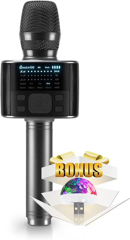 Photo 1 of 
M100 - Bluetooth Karaoke Microphone, Carpool Karaoke Microphone, Bluetooth Microphone Wireless, Portable Handheld Karaoke Mic and Speaker with LED Screen