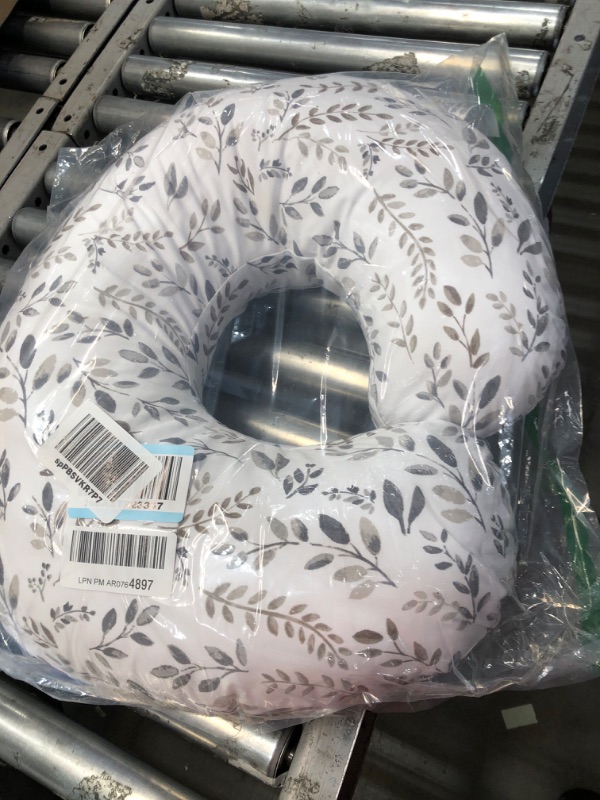 Photo 2 of **USED** Boppy Nursing Pillow and Positioner—Original | Gray Taupe Watercolor Leaves | Breastfeeding, Bottle Feeding, Baby Support | with Removable Cotton Blend Cover | Awake-Time Support