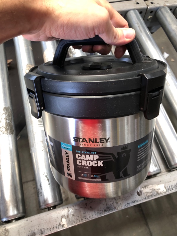 Photo 2 of **DAMAGED** Stanley Adventure Stay Hot 3qt Camp Crock Pot - Vacuum Insulated Stainless Steel Food Container - Keeps Food Hot for 12 Hrs & Cold for 16 Hrs 3QT Stainless Steel