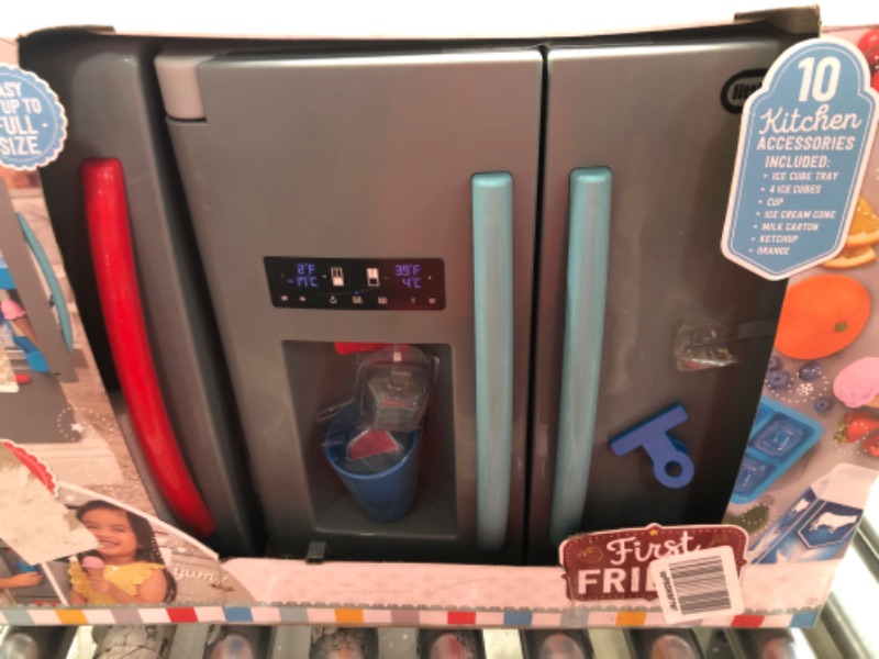 Photo 2 of **USED/POSSIBLE MISSING PIECES** Little Tikes First Fridge Refrigerator with Ice Dispenser Pretend Play Appliance for Kids, Play Kitchen Set with Kitchen Playset Accessories Unique Toy Multi-Color