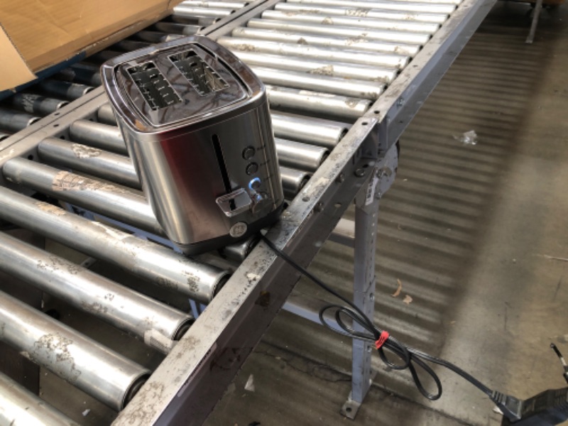 Photo 2 of **USED/DAMAGED** GE Stainless Steel Toaster | 2 Slice | Extra Wide Slots for Toasting Bagels, Breads, Waffles & More | 7 Shade Options for the Entire Household to Enjoy | Countertop Kitchen Essentials | 850 Watts 2-Slice