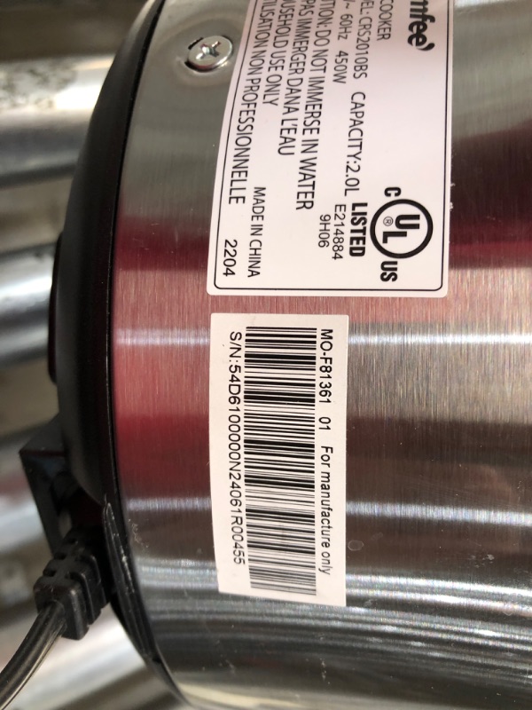 Photo 1 of **USED** COMFEE' Rice Cooker, 6-in-1 Stainless Steel Multi Cooker, Slow Cooker, Steamer