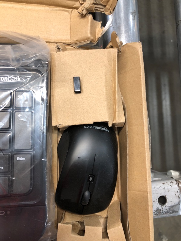 Photo 1 of **USED/MISSING MOUSE PAD** Amazon Basics Wireless Computer Keyboard and Mouse Combo - Full Size - US Layout (QWERTY) & Gel Computer Mouse Pad with Wrist Support Rest