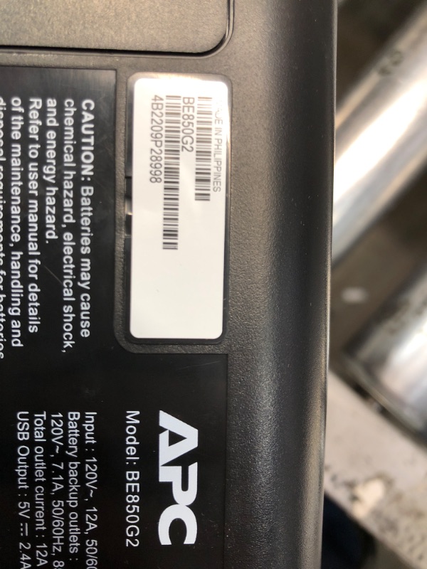 Photo 5 of **USED** APC UPS BE850M2, 850VA UPS Battery Backup & Surge Protector, Backup Battery Uninterruptible Power Supply with (2) USB Charging Ports, APC Back-UPS Series