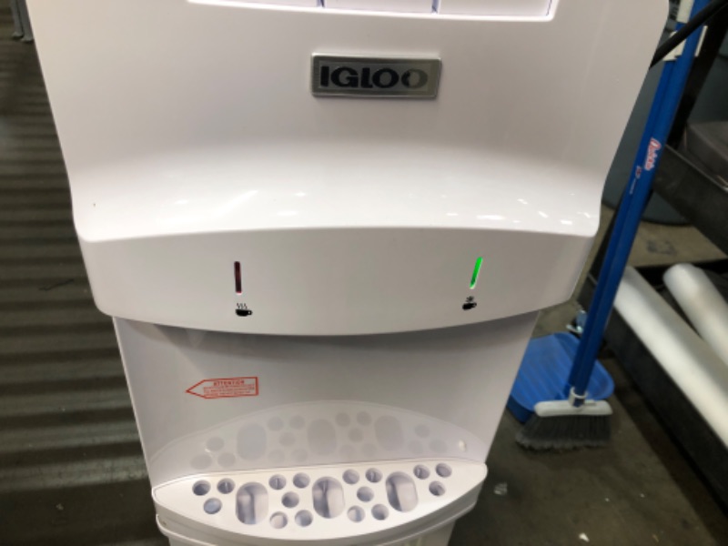 Photo 3 of **USED/DAMAGED** Igloo Top Loading Hot and Cold Water Dispenser - Water Cooler for 5 Gallon Bottles and 3 Gallon Bottles - Includes Child Safety Lock - Water Machine Perfect for Home, Office, & More - White White w/ Refrigerator