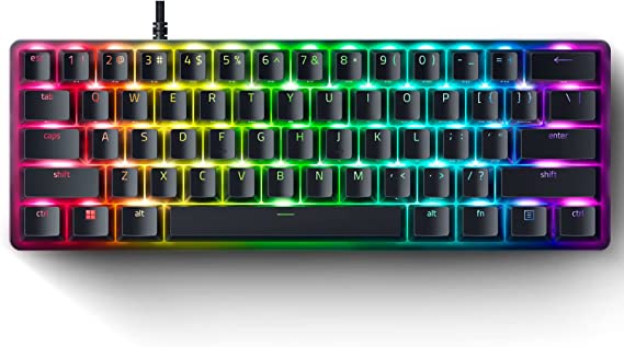 Photo 1 of Razer Huntsman Mini 60% Gaming Keyboard: Fast Keyboard Switches - Linear Optical Switches - Chroma RGB Lighting - PBT Keycaps - Onboard Memory - Classic Black
