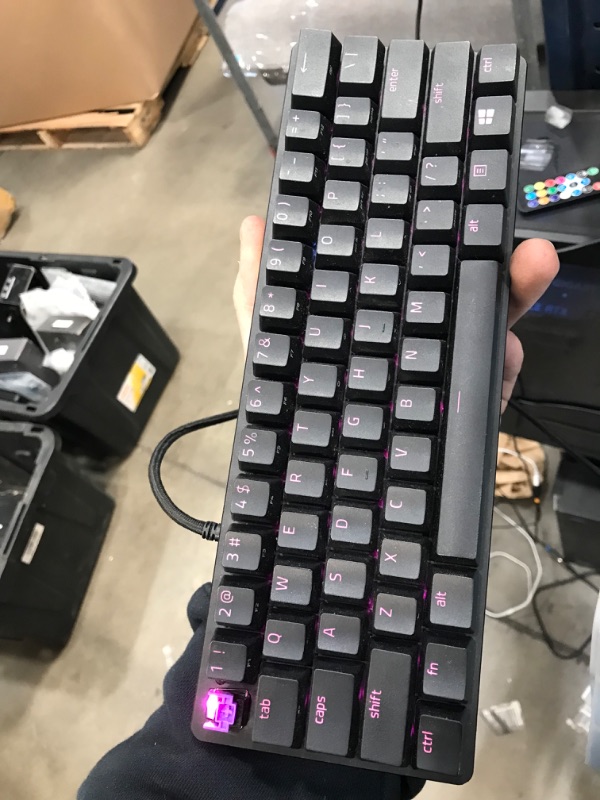 Photo 2 of Razer Huntsman Mini 60% Gaming Keyboard: Fast Keyboard Switches - Linear Optical Switches - Chroma RGB Lighting - PBT Keycaps - Onboard Memory - Classic Black
