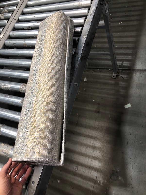 Photo 1 of **USED** LUXE WEAVERS 7501 Modern Abstract Area Rug, Yellow/Size 2x7 2' x 7' Yellow and Blue