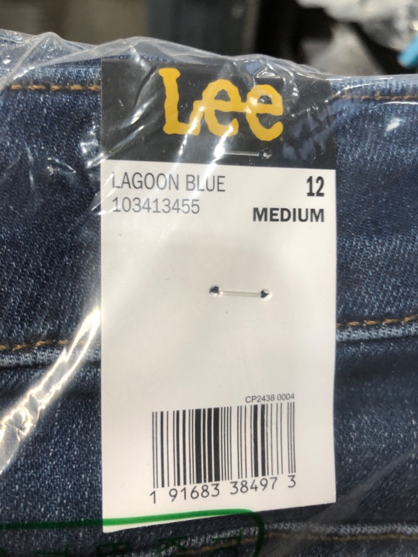 Photo 3 of **USED** Lee Women's Secretly Shapes Regular Fit Straight Leg Jean- Medium 12, Lagoon Blue