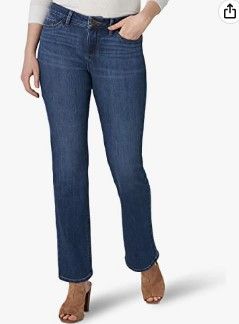 Photo 1 of **USED** Lee Women's Secretly Shapes Regular Fit Straight Leg Jean- Medium 12, Lagoon Blue