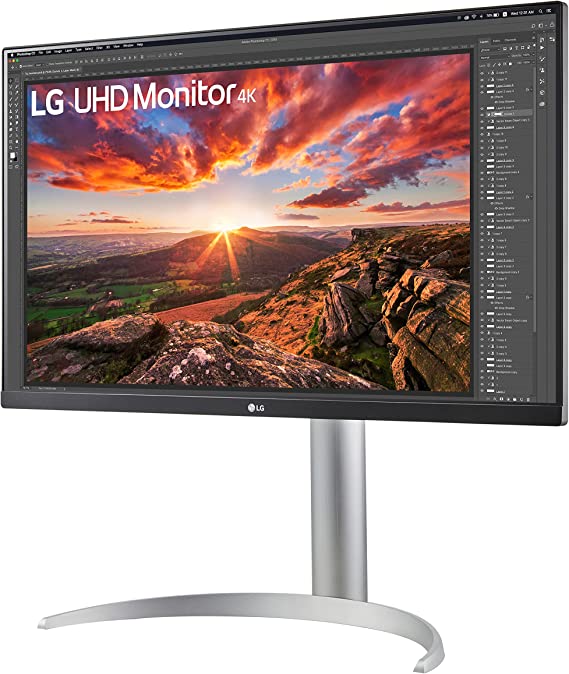 Photo 1 of LG 27UP650-W.AUS Monitor 27” UHD (3840 x 2160) IPS Display, VESA DisplayHDR 400, DCI-P3 95% Color Gamut, 3-Side Virtually Borderless Display, Height/Pivot/Tilt Adjustable Stand – Silver
