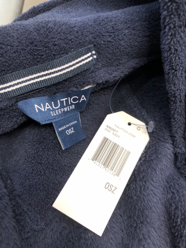 Photo 3 of **NEW** Nautica Men's Long Sleeve Cozy Soft Plush Shawl Collar Robe One Size Navy