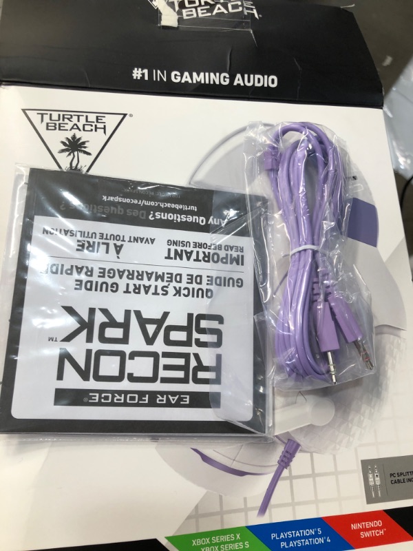 Photo 1 of **USED** Turtle Beach Recon Spark Wired Gaming Headset for Nintendo Switch/Xbox One/Series X|S/PlayStation 4/5 - White/Purple