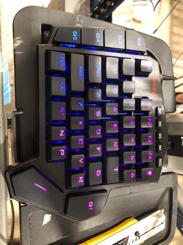 Photo 3 of Redragon K585 DITI One-Handed RGB Mechanical Gaming Keyboard, Type-C Professional Gaming Keypad with 7 Onboard Macro Keys, Detachable Wrist Rest, 42 Keys (Black-Blue Switch)