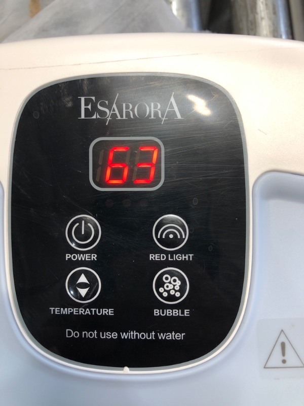 Photo 3 of **TESTED**Foot Spa, ESARORA Foot Bath Massager with Heat, Bubbles, Pumice Stone, Medicine Box, Temperature Control, Red Light, Ergonomic Massage Rollers and Acupressure Massage Points, Light Blue