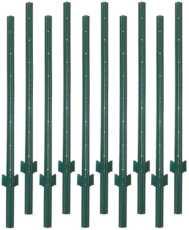 Photo 1 of **MINOR SHIPPING DAMAGE**VASGOR 5 Feet Sturdy Duty Metal Fence Post – Garden U Post for Fencing - 10 Pack
