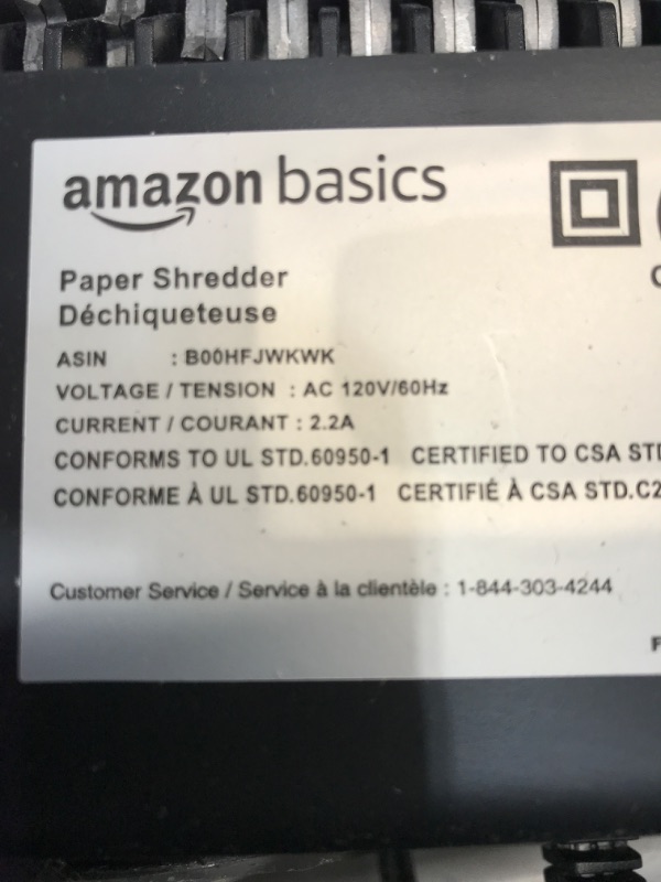 Photo 4 of Amazon Basics 6-Sheet Cross-Cut Paper and Credit Card Home Office Shredder 6 Sheet Shredder