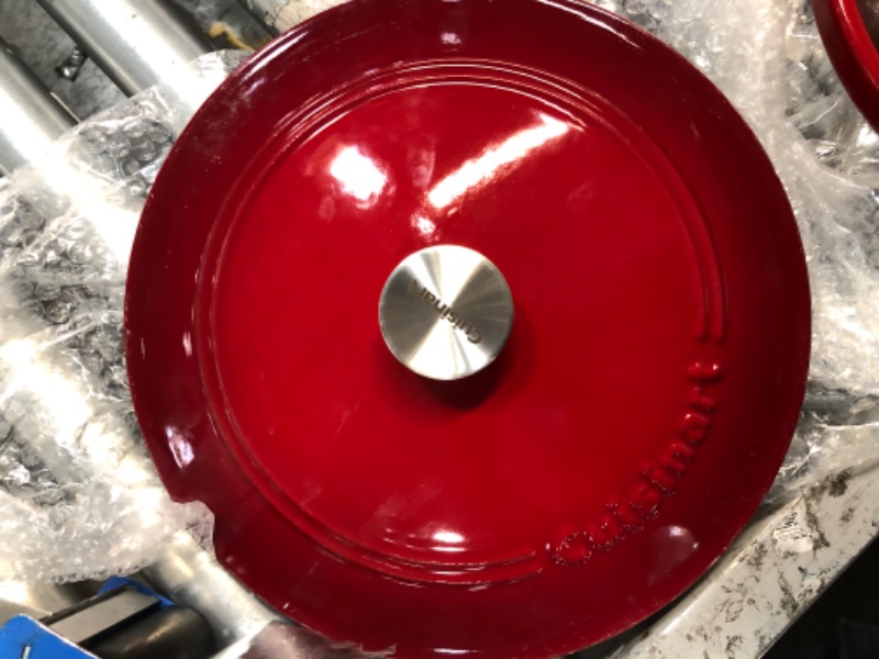 Photo 1 of **MINOR SHIPPING DAMAGE**Cuisinart Chef's Classic Enameled Cast Iron 12-Inch Chicken Fryer with Cover, Cardinal Red