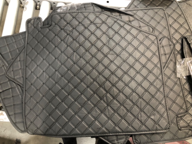 Photo 3 of **MINOR TEAR**FHJBP Custom Fit Trunk Cargo Liner Floor Mat for 2011-2021 Jeep Grand Cherokee wk2 with Subwoofer on The Right Side (2022-2023 Not Fit) - All Weather Cargo Mat Full Coverage Black w/Black Stitching
