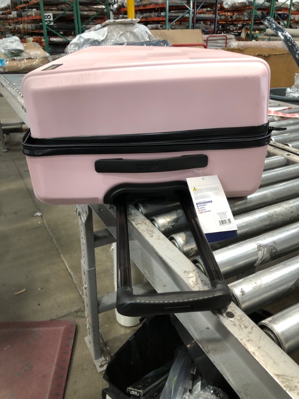 Photo 9 of **MINOR SHIPPING DAMAGE**American Tourister Stratum XLT Expandable Hardside Luggage with Spinner Wheels, Pink Blush, Checked-Large 28-Inch Checked-Large 28-Inch Pink Blush