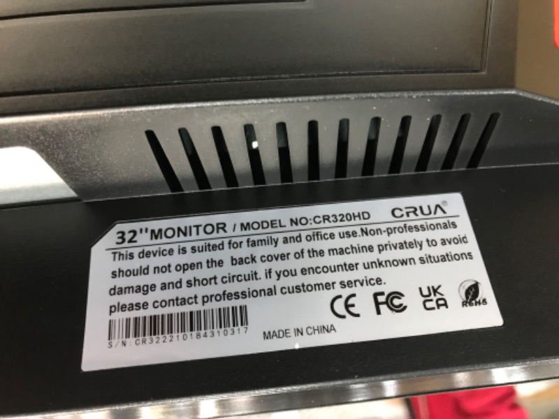 Photo 4 of CRUA 32 inch 165Hz Curved Gaming Monitor,1800R Display,1ms(GTG) Response Time,Full HD 1080P for Computer,Laptop,ps4,Switch,Auto Support Freesync and Low Motion Blur,DP,HDMI Port-Black(Support VESA) 32 ” Curved FHD 165HZ