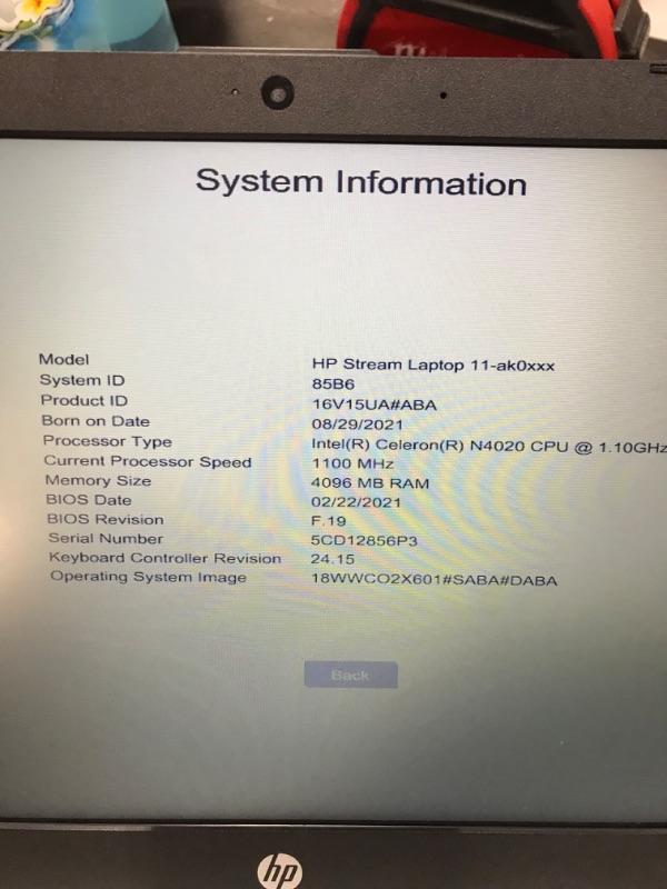 Photo 3 of PARTS ONLY DID NOT POWER UP CORRECTLY NEEDS PROFESSIONAL REPAIR
HP Stream 11.6" Full HD Intel Celeron N4020 4GB Memory 32GB Storage Windows 10 Laptop Computer 