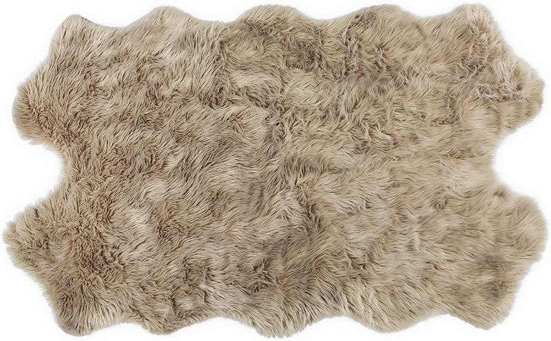 Photo 1 of Nouvelle Legende® Faux Fur Sheepskin Premium Rug Quattro (43 in. X 73 in.) Tan
